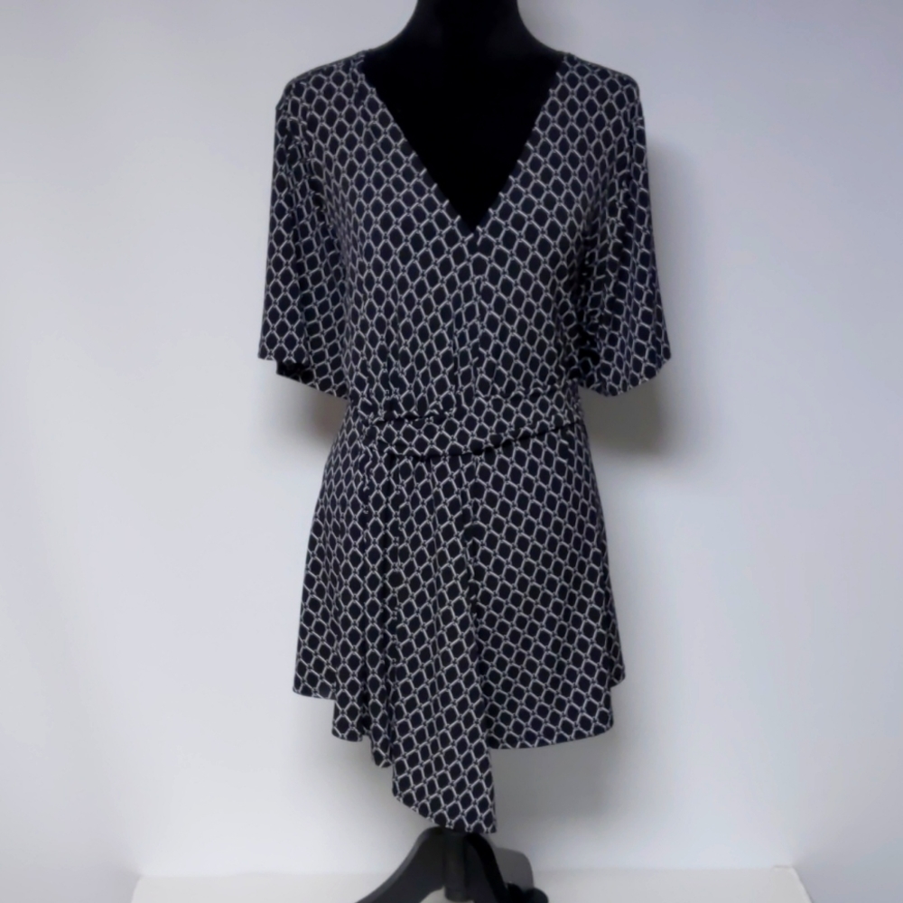 Worthington Women Black and White Short Sleeve Top Size 3X